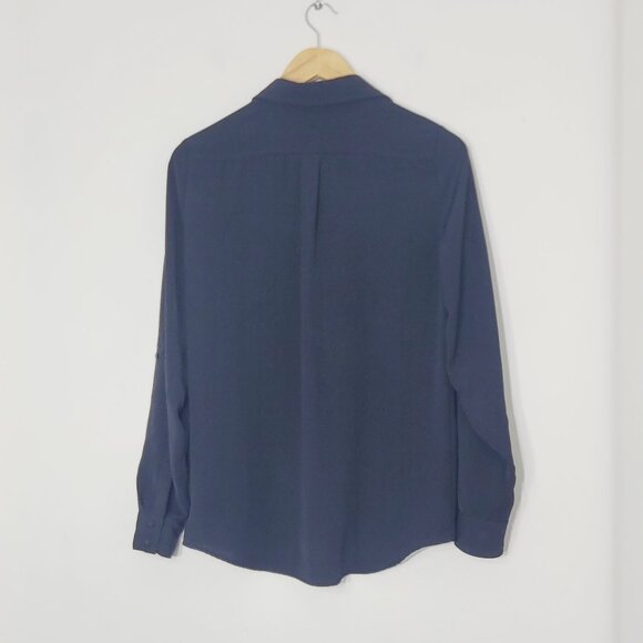 Catherine Malandrino Black Pocket Relaxed Fit Blouse Button Down Business Causal - Picture 2 of 12